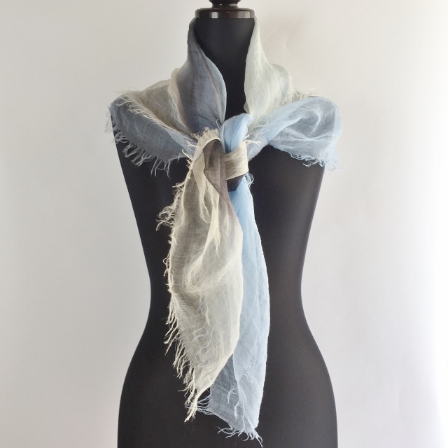 麻100% ぼかし染ラミー薄羽ストール　S
