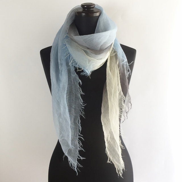 麻100% ぼかし染ラミー薄羽ストール　S