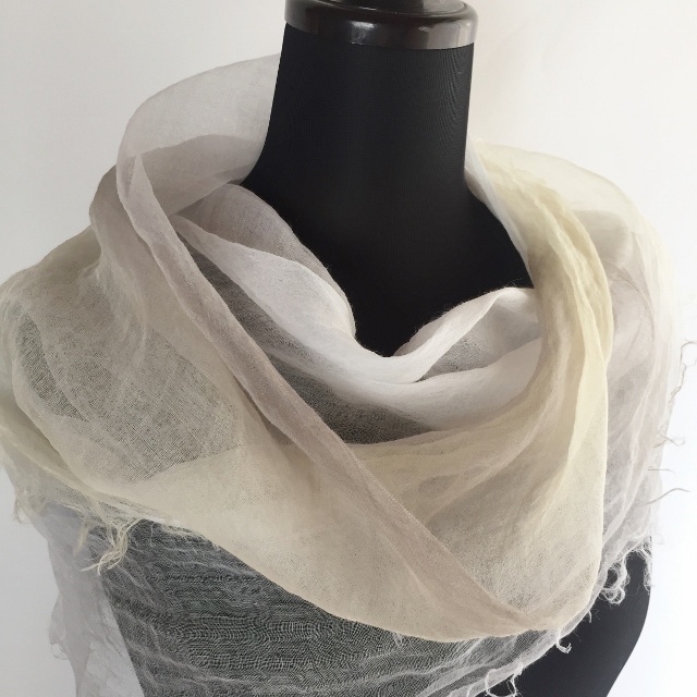 麻100% ぼかし染ラミー薄羽ストール　S