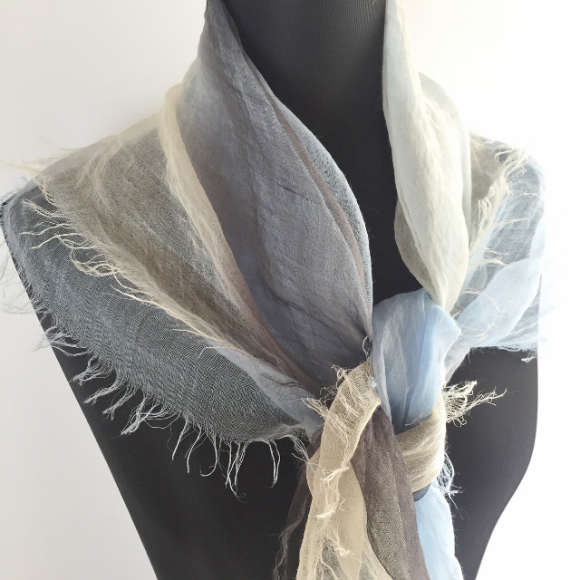 麻100% ぼかし染ラミー薄羽ストール　S