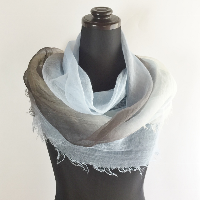 麻100% ぼかし染ラミー薄羽ストール　S