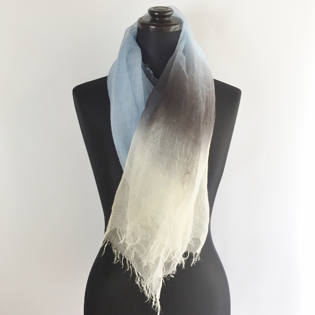 麻100% ぼかし染ラミー薄羽ストール　S