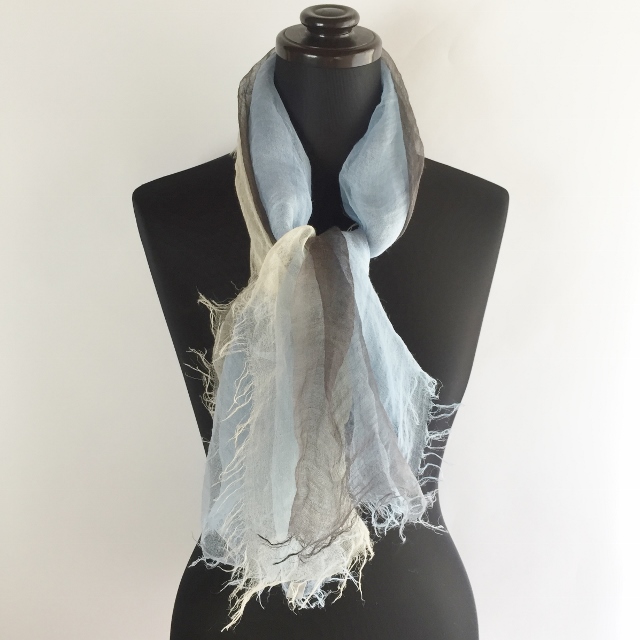 麻100% ぼかし染ラミー薄羽ストール　S