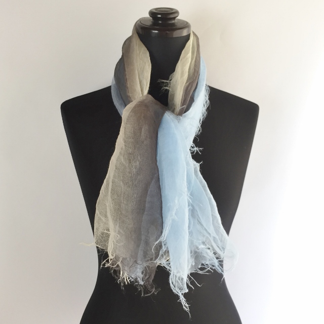 麻100% ぼかし染ラミー薄羽ストール　S