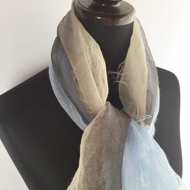 麻100% ぼかし染ラミー薄羽ストール　S