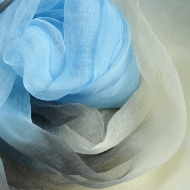 麻100% ぼかし染ラミー薄羽ストール　S