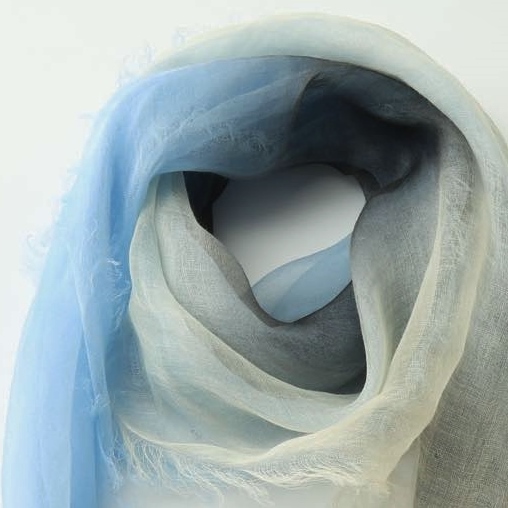 麻100% ぼかし染ラミー薄羽ストール　S