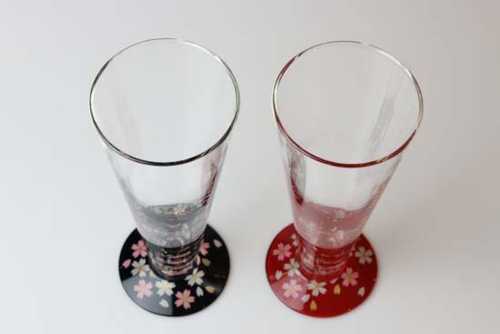 【名入れギフト】ガラス×蒔絵　ペアピルスナーSAKURA 