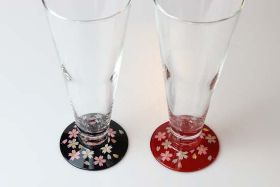 【名入れギフト】ガラス×蒔絵　ペアピルスナーSAKURA 