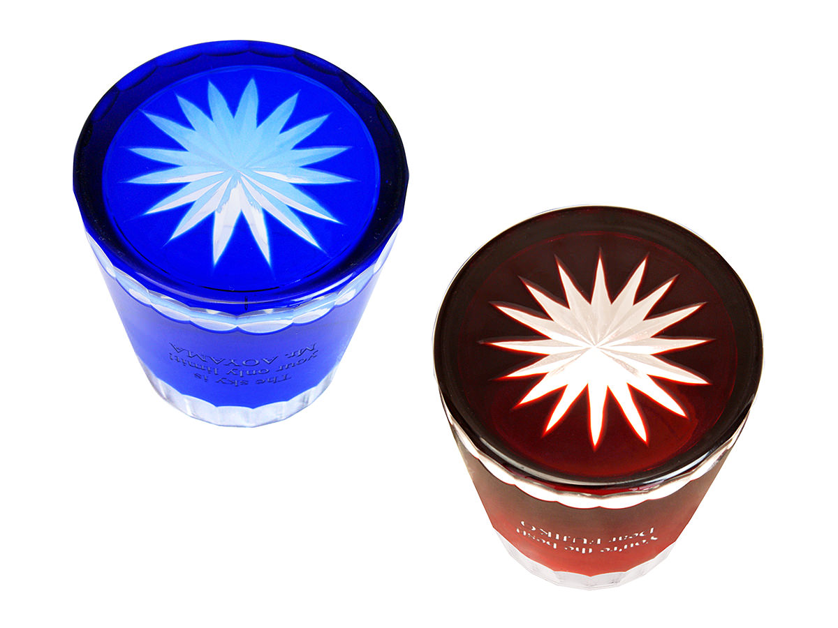 【名入れギフト】切子グラス 青富士＆赤富士ペア