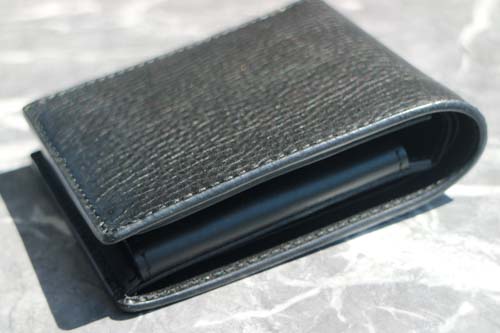 二つ折り財布(小銭入れ付き)-ブラック