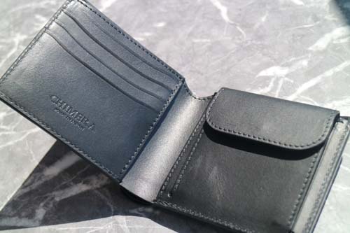 二つ折り財布(小銭入れ付き)-ブラック