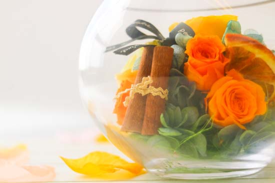 タンプ限定　プリザーブドフラワーガラスアレンジ