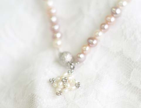 スクエアチャーム-パール×シルバー