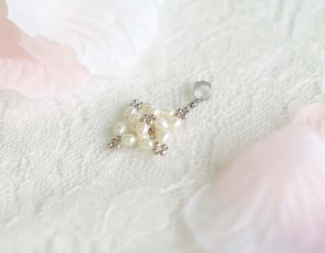 スクエアチャーム-パール×シルバー