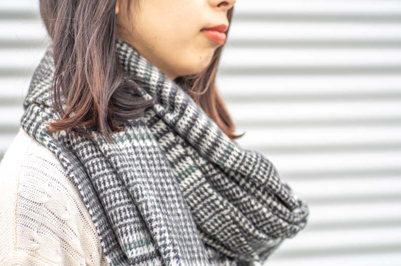 カシミヤ大判クラシックチェックストール