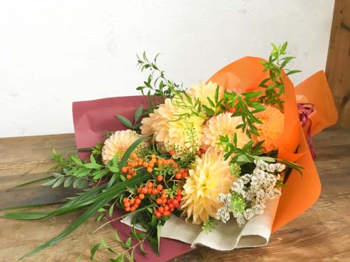 ダリア花束オレンジMスタンダード