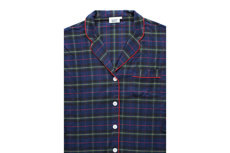 MARINA PAJAMA SHIRT & PANT SET -FLANNEL PLAID NAVY
