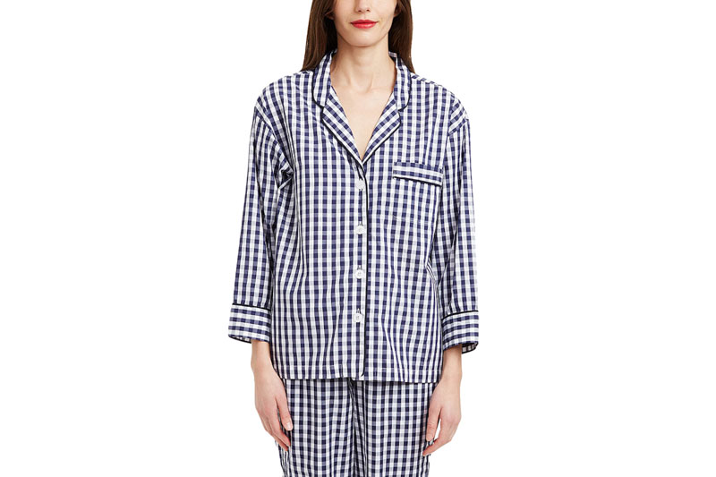 MARINA PAJAMA SHIRT & PANT SET -LARGE GINGHAM NAVY