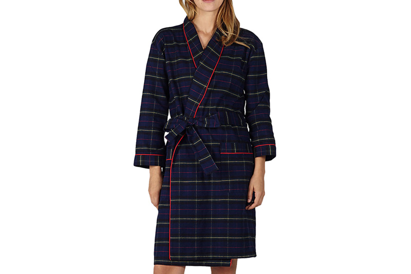 ISA ROBE - FLANNEL PLAID NAVY