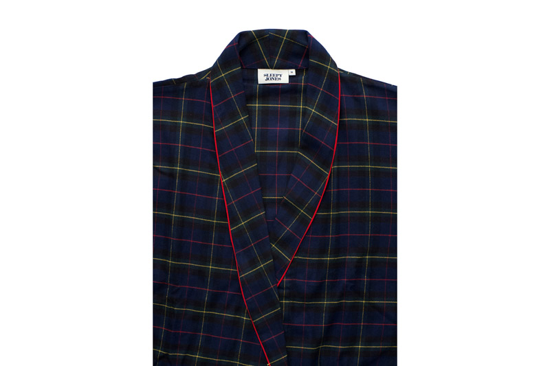 ISA ROBE - FLANNEL PLAID NAVY