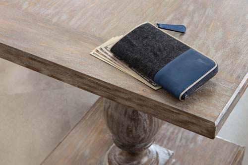 Sデニム × スクモレザー L字ジップウォレット