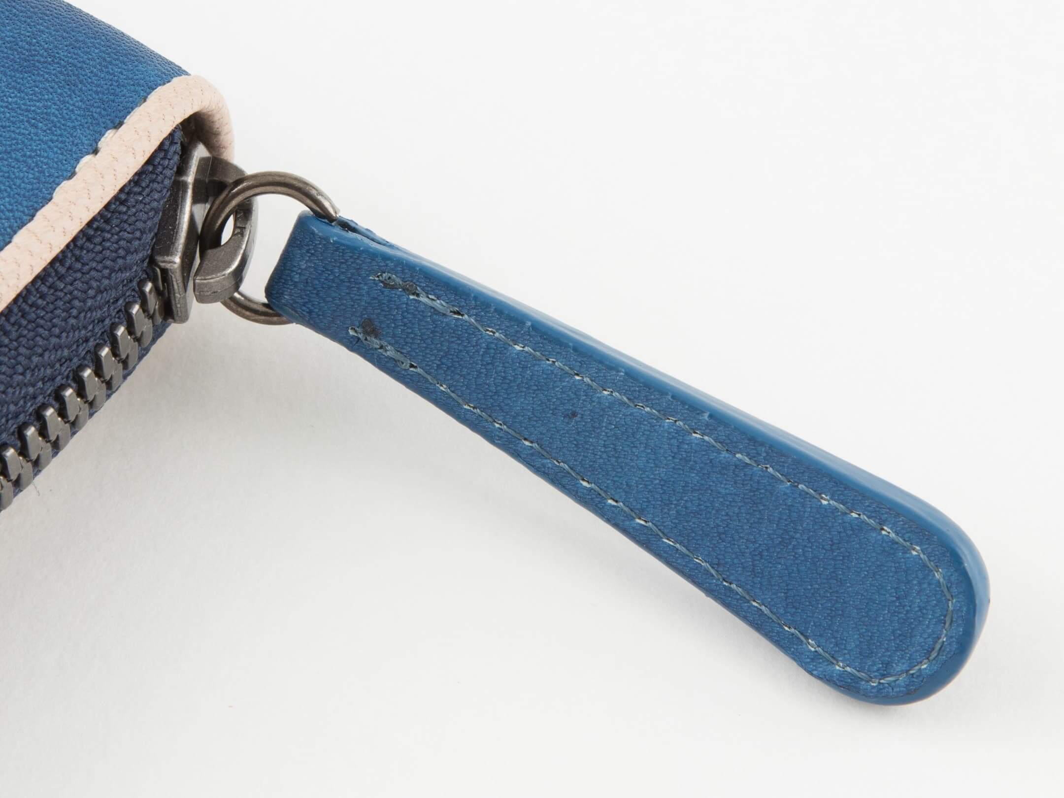 Sデニム x スクモレザー ラウンドジップ長財布