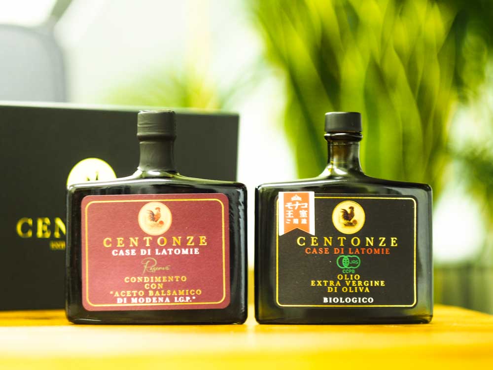 【2本入ギフト箱】チェントンツェCentonze 有機オリーブオイルとバルサミコ酢 シチリア産 2本セット