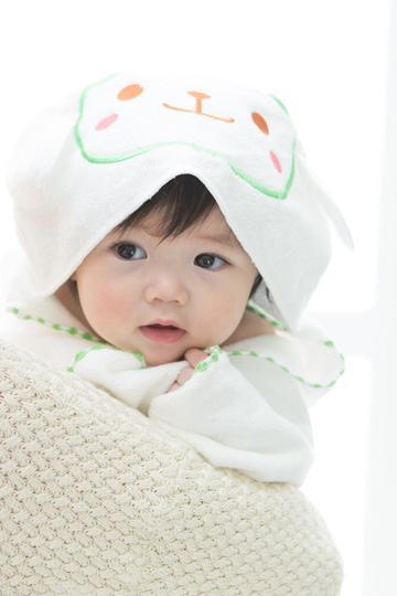 おくるみバスタオルポンチョ・よだれかけ(きりん)　男の子用