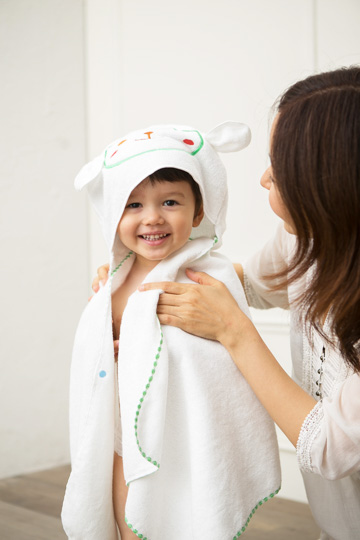 おくるみバスタオルポンチョ・よだれかけ(きりん)　男の子用