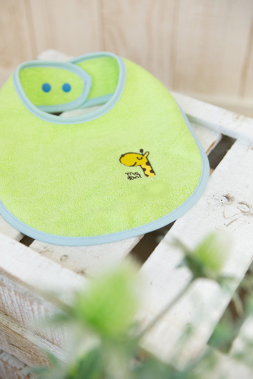 おくるみバスタオルポンチョ・よだれかけ(きりん)　男の子用