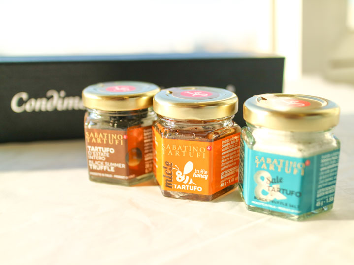 サバティーノ・トリュフ3個セット(黒トリュフホール・トリュフハニー・トリュフ塩)