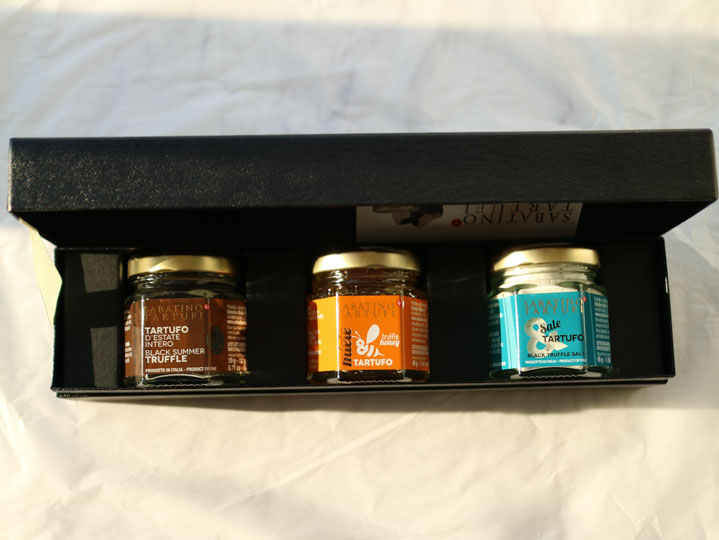サバティーノ・トリュフ3個セット(黒トリュフホール・トリュフハニー・トリュフ塩)