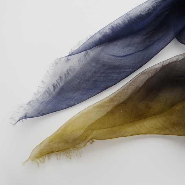 【harukii】日本製 麻100％ぼかし染ラミー薄羽ストール2019 Mini