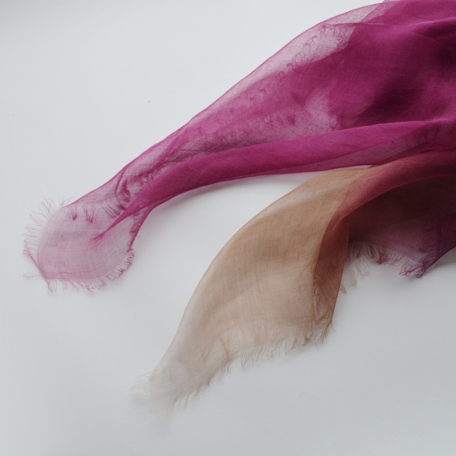 【harukii】日本製 麻100％ぼかし染ラミー薄羽ストール2019 Mini