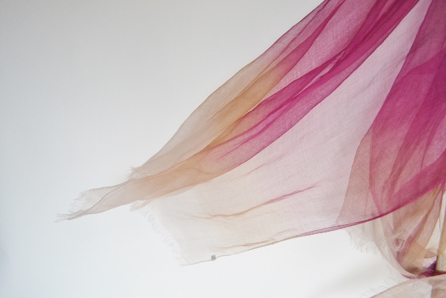 【harukii】日本製 麻100％ぼかし染ラミー薄羽ストール2019 Mini