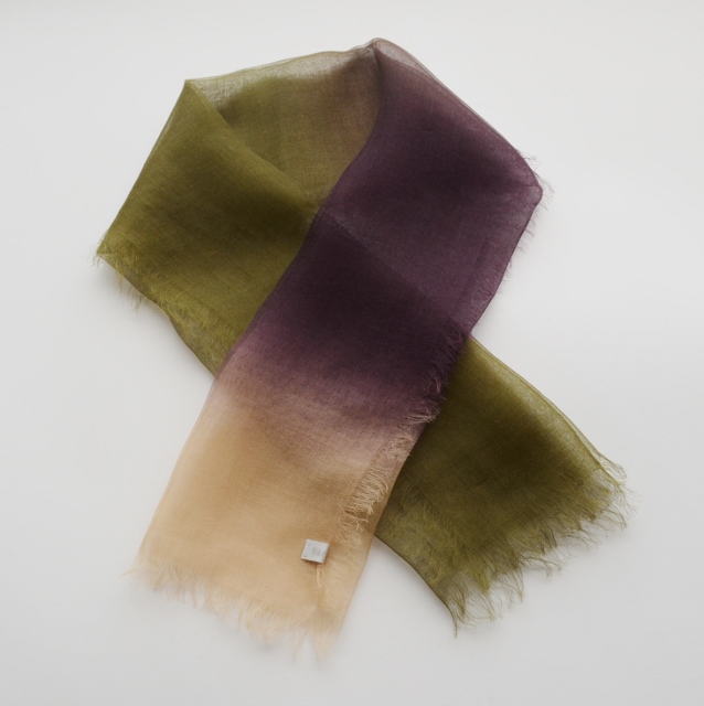 【harukii】日本製 麻100％ぼかし染ラミー薄羽ストール2019 Mini
