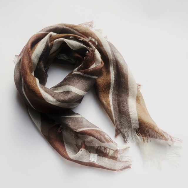 ランダムストライプ・シルクカシミヤストール　Mini