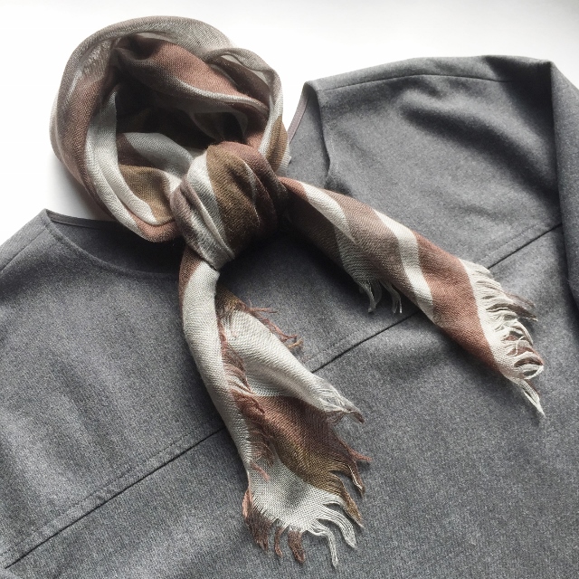ランダムストライプ・シルクカシミヤストール　Mini
