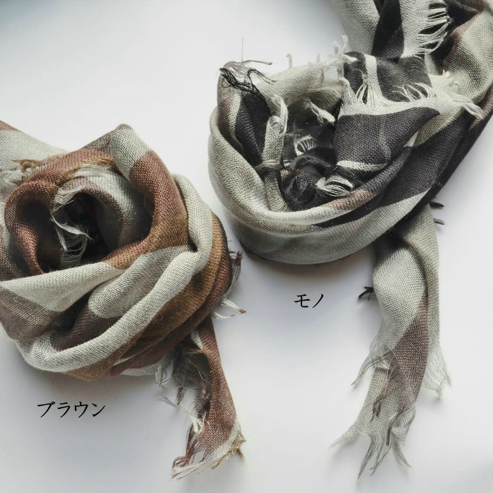 ランダムストライプ・シルクカシミヤストール　Mini