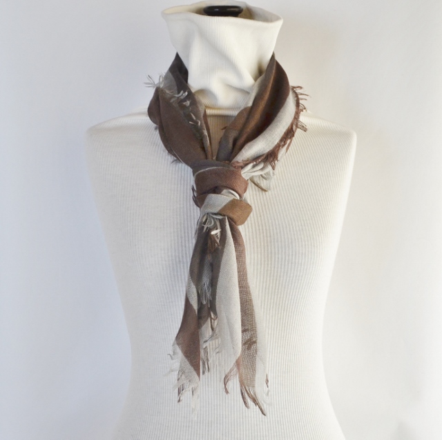 ランダムストライプ・シルクカシミヤストール　Mini