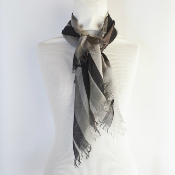 ランダムストライプ・シルクカシミヤストール　Mini