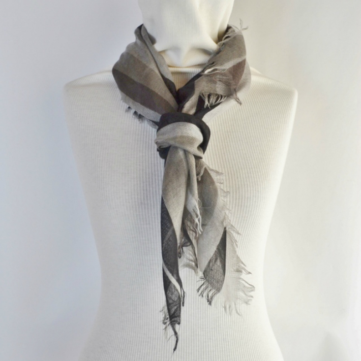 ランダムストライプ・シルクカシミヤストール　Mini