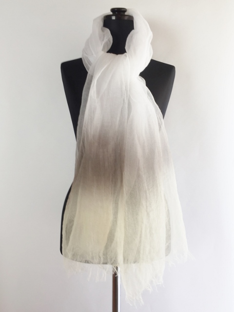 麻100％ ぼかし染ラミー薄羽ストール　L