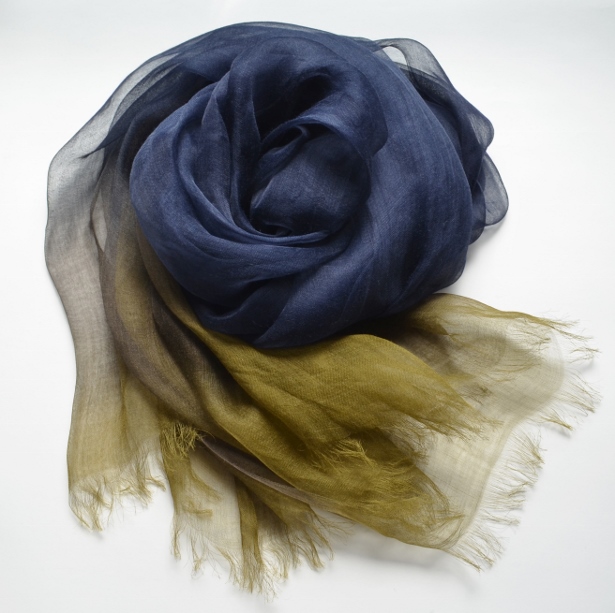 【harukii】日本製 麻100％ぼかし染ラミー薄羽ストール2019 Ｌ