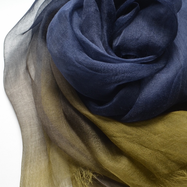 【harukii】日本製 麻100％ぼかし染ラミー薄羽ストール2019 Ｌ