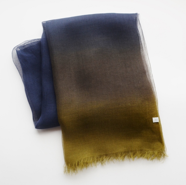 【harukii】日本製 麻100％ぼかし染ラミー薄羽ストール2019 Ｌ