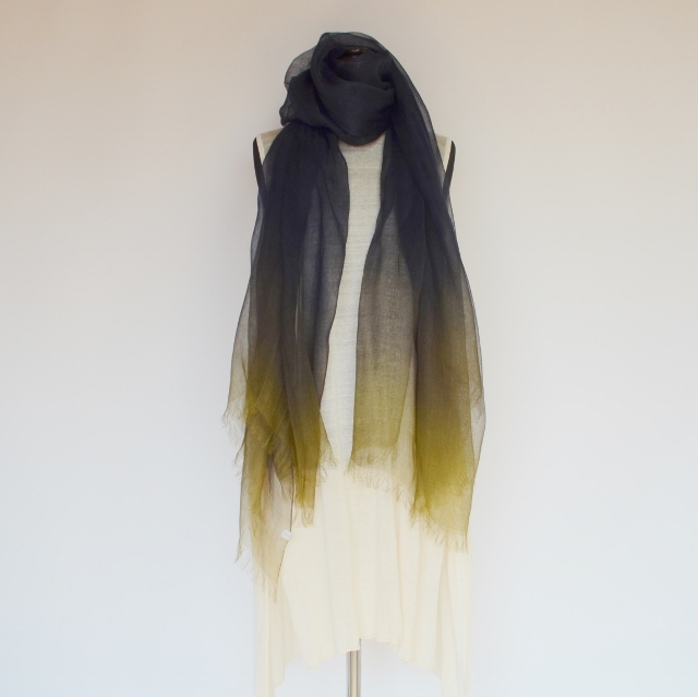 【harukii】日本製 麻100％ぼかし染ラミー薄羽ストール2019 Ｌ