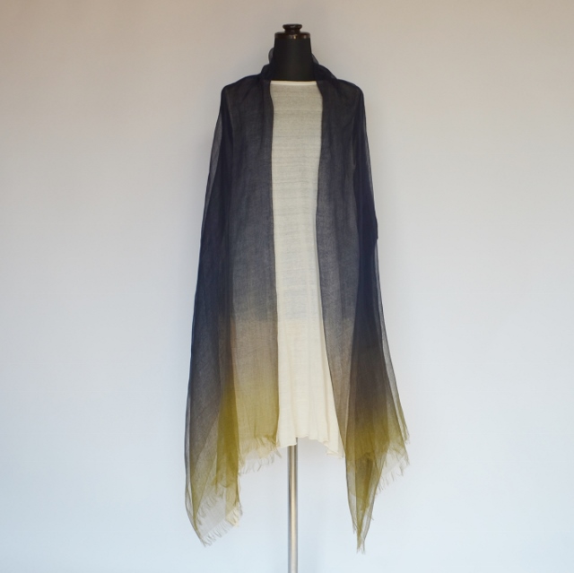 【harukii】日本製 麻100％ぼかし染ラミー薄羽ストール2019 Ｌ