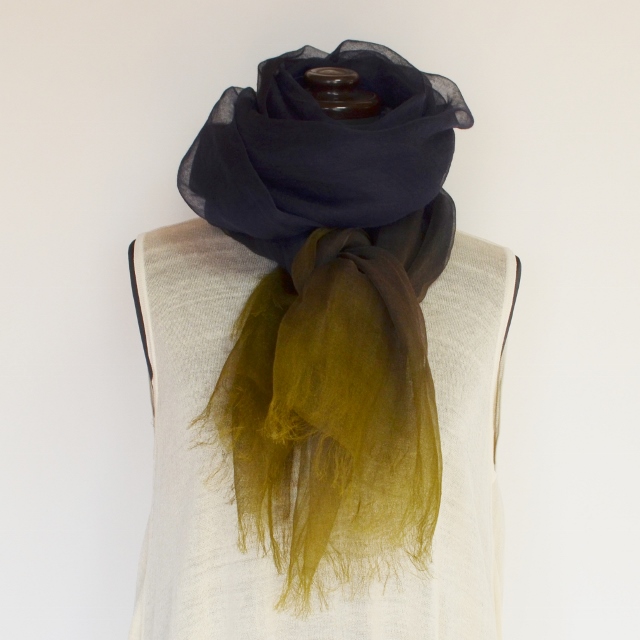 【harukii】日本製 麻100％ぼかし染ラミー薄羽ストール2019 Ｌ